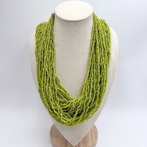 Vintage Glass Beaded 1927 Coin Multi-Layered Statement Necklace